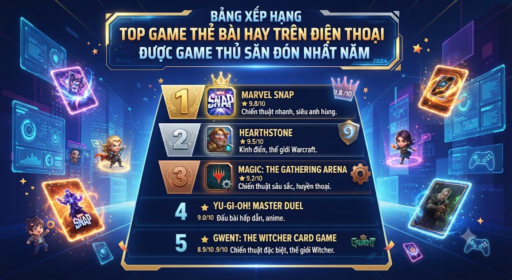 top game thẻ bài hay trên điện thoại